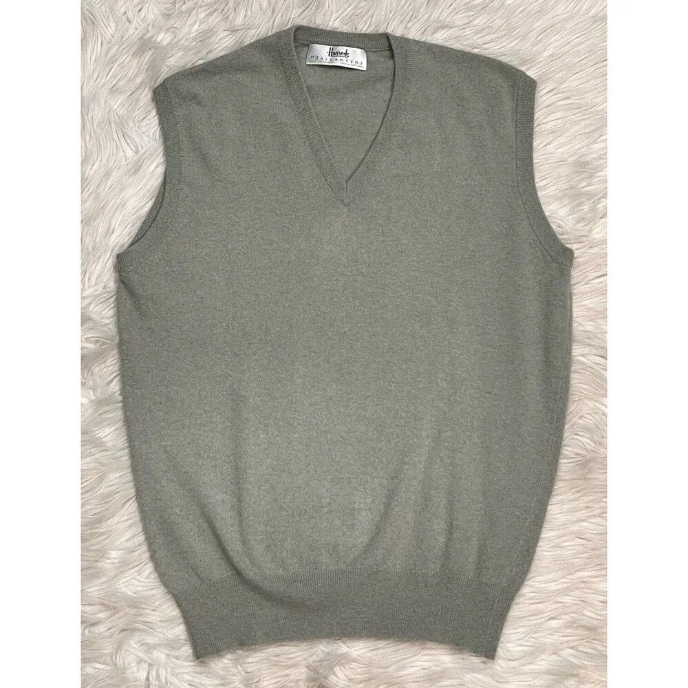 Ballantyne x Harrods 100% Cashmere Sweater Vest Scotland Men's Size 44/US L - Picture 4 of 10